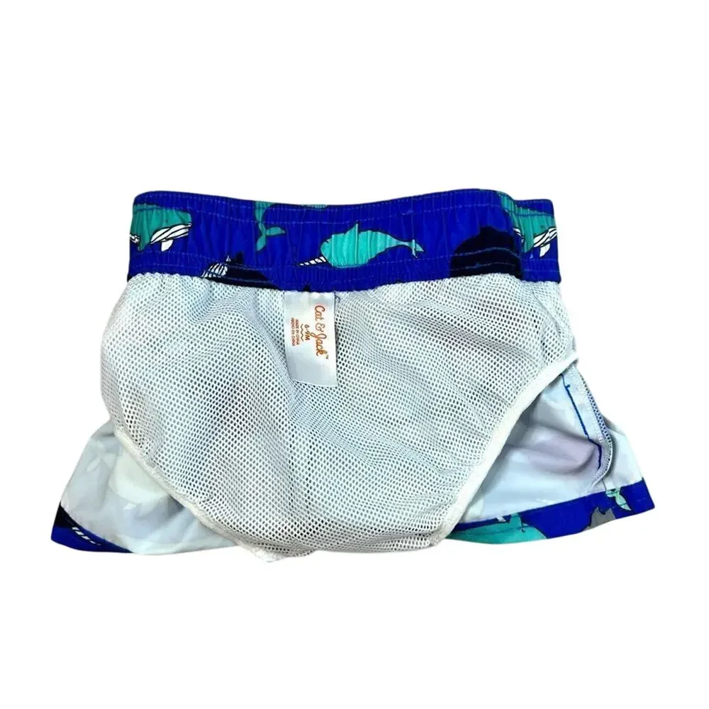 Cat and Jack Blue Whale Toddler Swim Trunks Shorts sz 6-9 months NWOT Kids‎ Boys